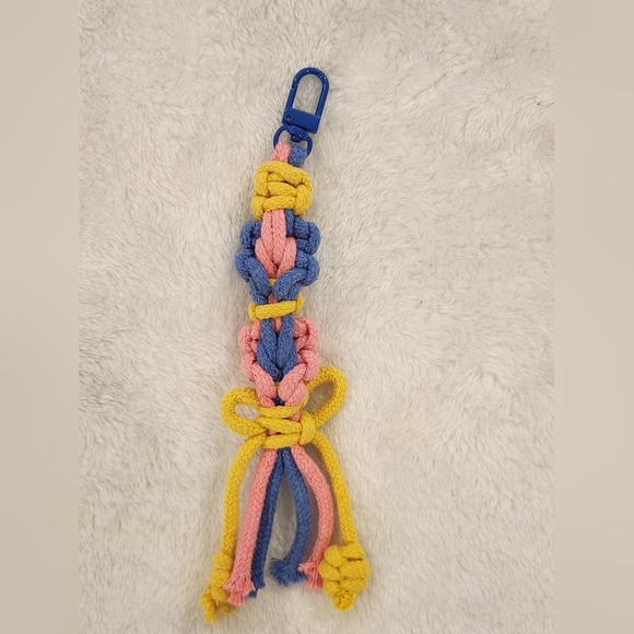 Colorful Floral Macrame Keychain Bag Charm - Picture 2 of 2